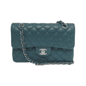Chanel Classic Flap Small Teal Green Caviar Leather with Silver Hardware, 2019