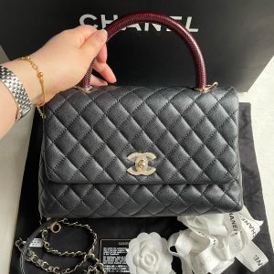 Chanel Coco Handle Medium Black Caviar Leather Silver Hardware, 2021