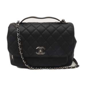 Chanel Business Affinity Large Black Caviar Leather Top Handle Crossbody Bag