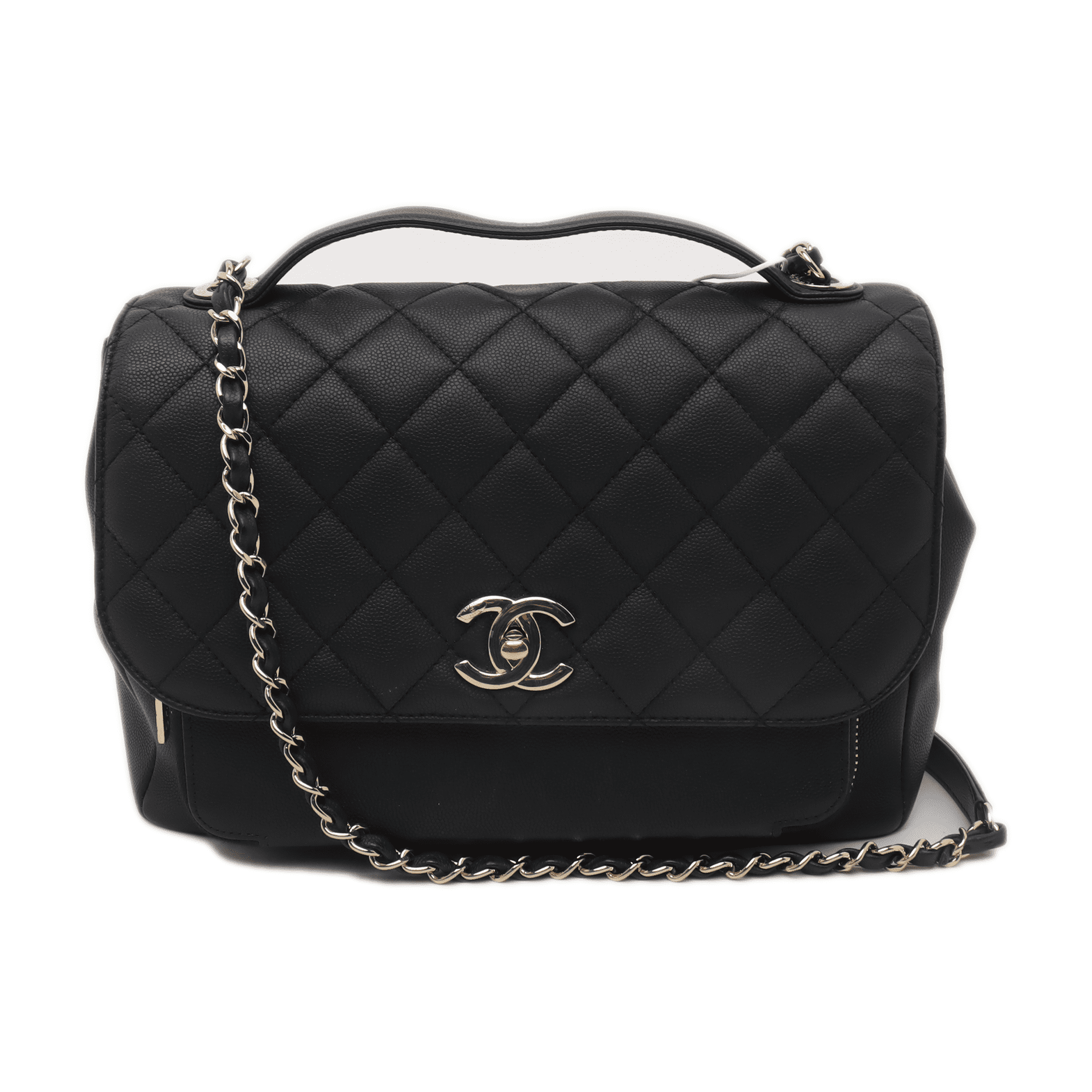 Chanel Business Affinity Large Black Caviar Leather Top Handle Crossbody Bag