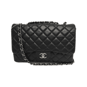 Chanel Classic Flap Jumbo Black Lambskin Leather Single Flap with Silver Hardware