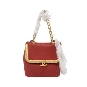 Chanel Kiss Lock Clasp Bag Super Mini Red Lambskin Leather Gold-tone Hardware, 2020