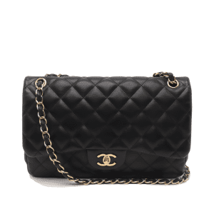 Chanel Classic Flap Jumbo Black Lambskin Leather Double Flap Gold Hardware, 2010-2011