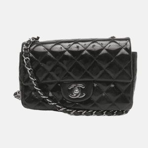 Chanel Classic Flap Rectangular Mini Dark Green Patent Leather Silver HW, 2014-2015