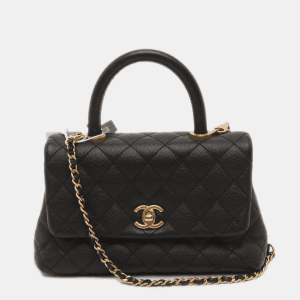 Chanel Coco Handle Small Black Caviar Leather Gold Hardware 2017
