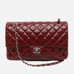 Chanel Classic Flap Medium Burgundy Patent Leather Silver HW, 2010-2011