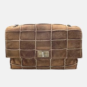 Chanel 2.55 Flap Bag Vintage Chocolate Bar 1997 Medium Suede Brown