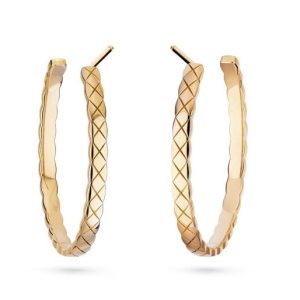 CHANEL 18K GOLD COCO CRUSH HOOP EARRINGS