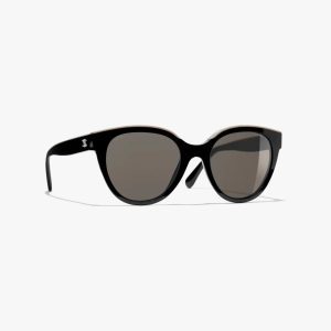 CHANEL ACETATE CC BUTTERFLY 5414 SUNGLASSES BLACK-BEIGE