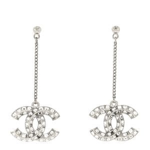 CHANEL BAGUETTE CRYSTAL CC DROP EARRINGS