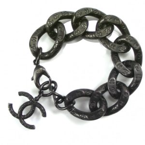 CHANEL CC BLACK METAL CHAIN LINK BRACELET