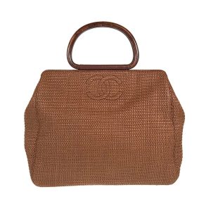 CHANEL CC VINTAGE WOVEN RAFFIA HANDBAG