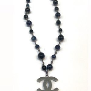 CHANEL CC 10A VINTAGE BLACK PEARL NECKLACE