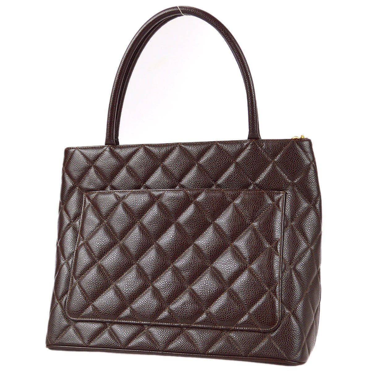 CHANEL CC BROWN CAVIAR LEATHER MEDALLION TOTE BAG - Image 3