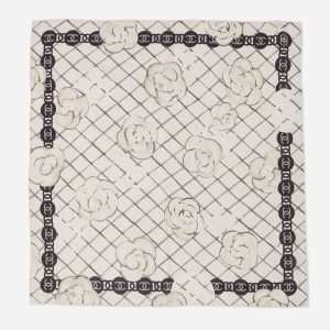CHANEL CC CAMELLIA SQUARE SILK SCARF