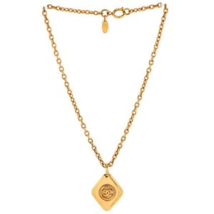 CHANEL CC VINTAGE DIAMOND SHAPPED PENDANT NECKLACE