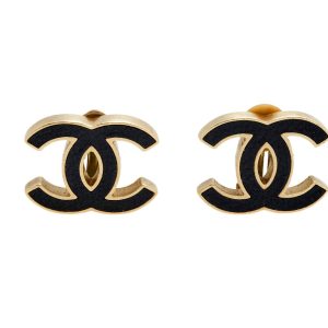 CHANEL CC GOLD-TONE STUD CLIP ON EARRINGS