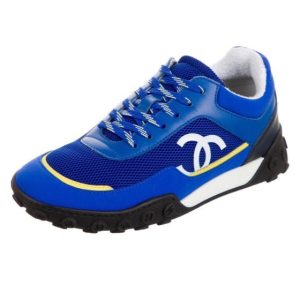 CHANEL CC MESH AND LEATHER LOW-TOP SNEAKERS