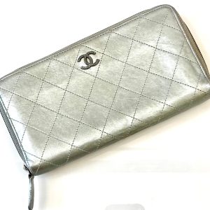 CHANEL CC QUILTED LAMBSKIN LARGE ZIP WALLET