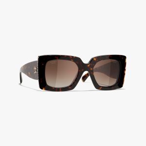 CHANEL CC SQUARE SUNGLASSES WITH FAUX PEARLS