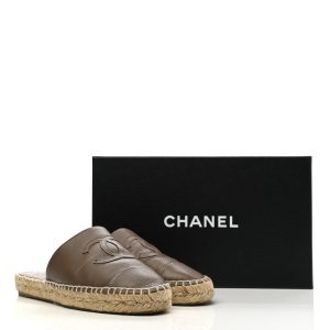 CHANEL CALFSKIN CC ESPADRILLE MULES
