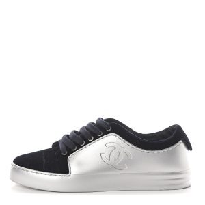 CHANEL METALLIC CALFSKIN VELVET CC SNEAKERS