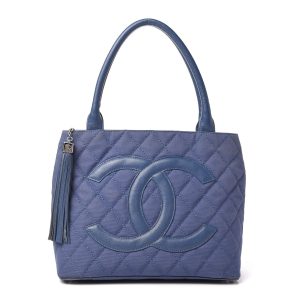 CHANEL QUILTED CANVAS CAVIAR TASSEL TOTE BAG