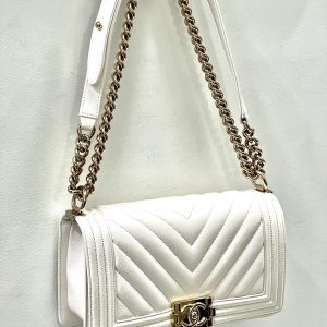 CHANEL CAVIAR CHEVRON QUILTED MEDIUM BOY FLAP BAG