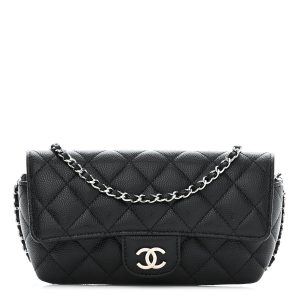 CHANEL CAVIAR QUILTED GLASSES CELL PHONE CASE WITH CHAIN