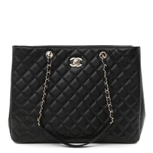 CHANEL CAVIAR QUILTED GRAND SHOPPING TOTE BAG-HS