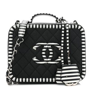 CHANEL CAVIAR QUILTED MEDIUM CC FILIGREE VANITY CASE
