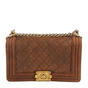 CHANEL DISTRESSED NUBUCK QUILTED MED BOY FLAP BAG