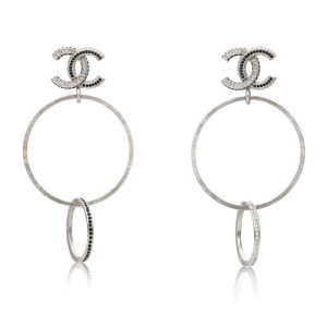 CHANEL CC DOUBLE HOOP EARRINGS