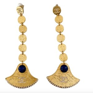 CHANEL ANCIENT EGYPT GOLD-TONE GLASS EARRINGS