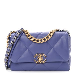 CHANEL GOATSKIN QUILTED LARGE CHANEL 19 FLAP BAG