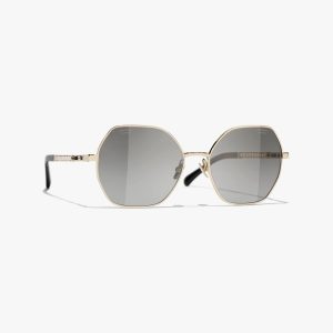 CHANEL GOLD & BLACK SQUARE SUNGLASSES