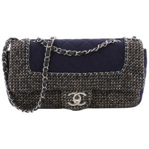 CHANEL HOUNDSTOOTH BOUCLE CLASSIC FLAP SHOULDER BAG