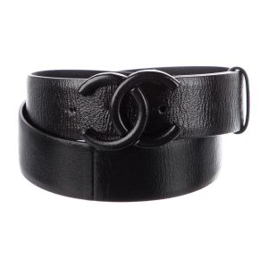 CHANEL INTERLOCKING CC LOGO LEATHER BELT