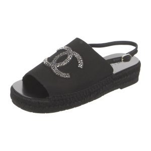 CHANEL INTERLOCKING CC LOGO SLINGBACK SANDALS