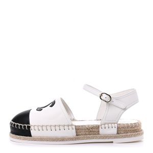 CHANEL CC LAMBSKIN CAP TOE ESPADRILLE SANDALS