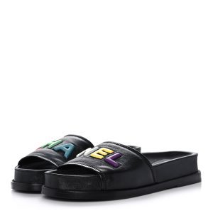 CHANEL LAMBSKIN CHA-NEL SANDLAS MULES