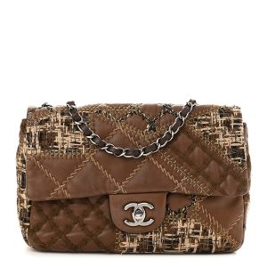 CHANEL LAMBSKIN PATCH STITCHED QUILTED MEDIUM FLAP BAG