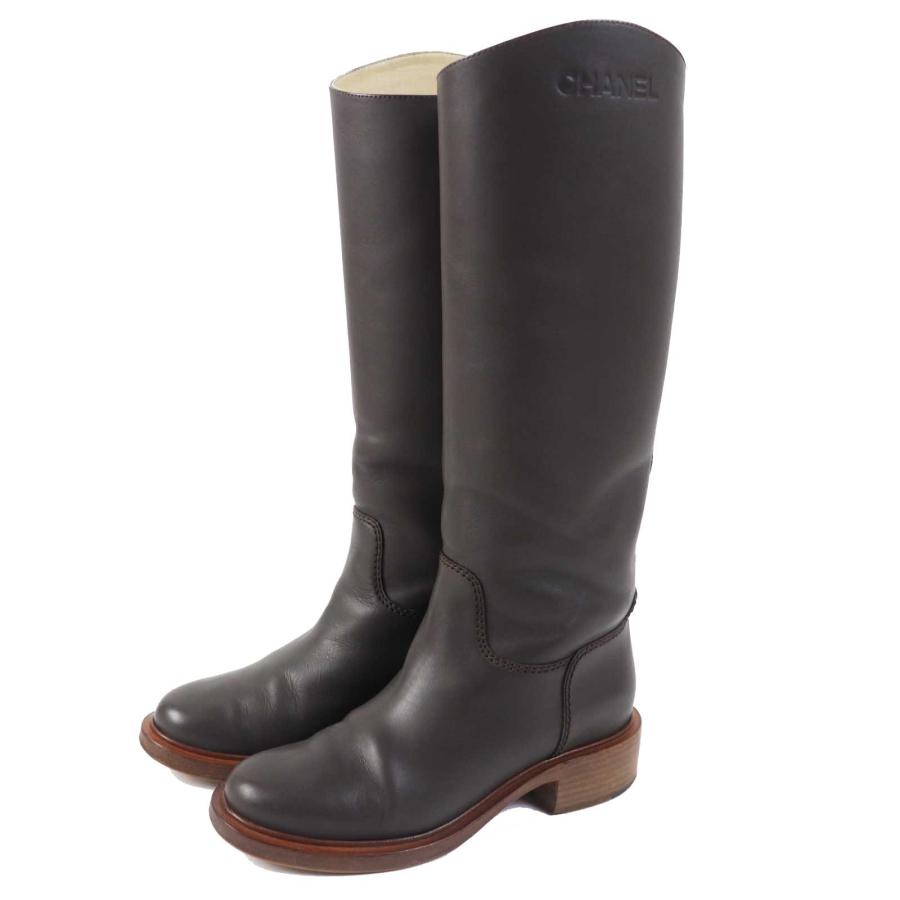 CHANEL CALFSKIN LEATHER TALL RIDING BOOTS - Image 3