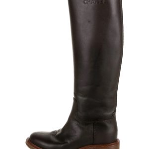 CHANEL CALFSKIN LEATHER TALL RIDING BOOTS
