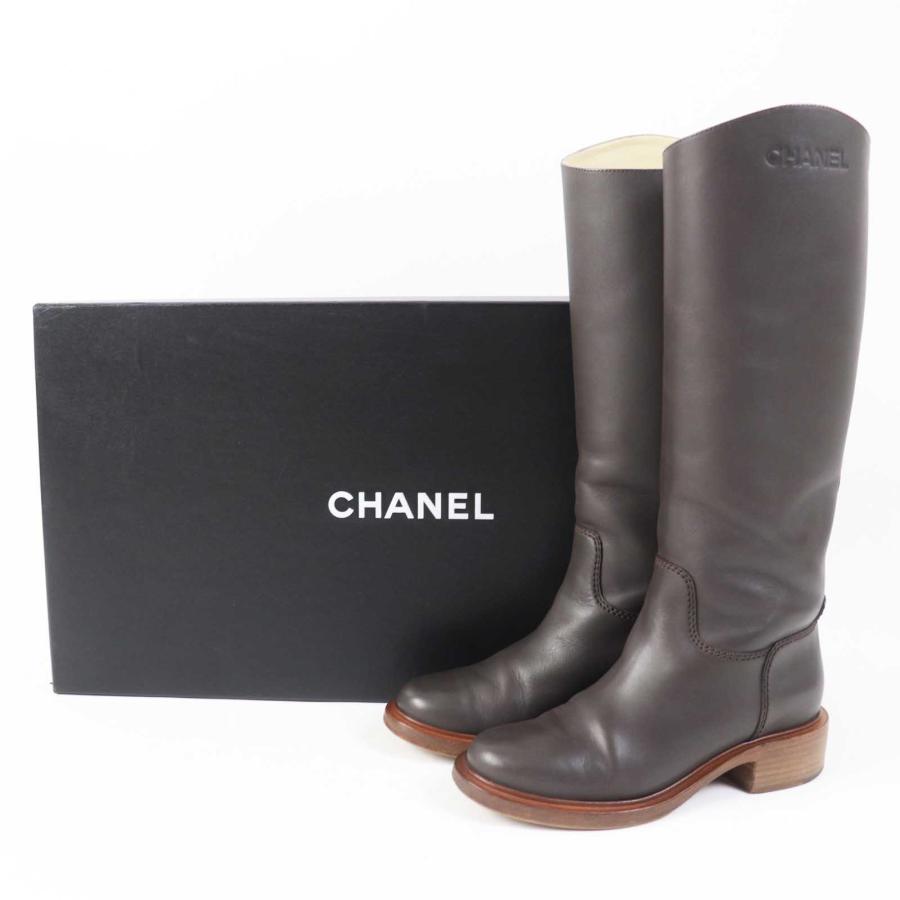 CHANEL CALFSKIN LEATHER TALL RIDING BOOTS - Image 4