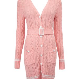 CHANEL LONG LINE BELTED KNIT CARDIGAN