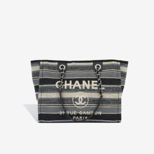 CHANEL MEDIUM DEAUVILLE STRIPE SHOPPING TOTE-HS