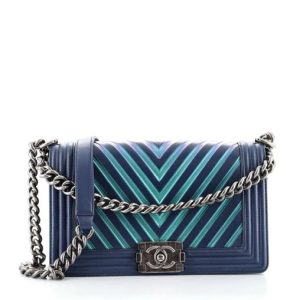 CHANEL HOLOGRAPHIC CHEVRON LAMBSKIN MEDIUM BOY BAG