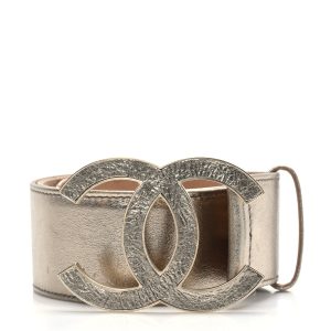 CHANEL METALLIC LAMBSKIN CC BUCKLE WIDE BELT