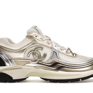 CHANEL MIXED FABRIC METALLIC LAMINATED CALFSKIN CC SNEAKERS